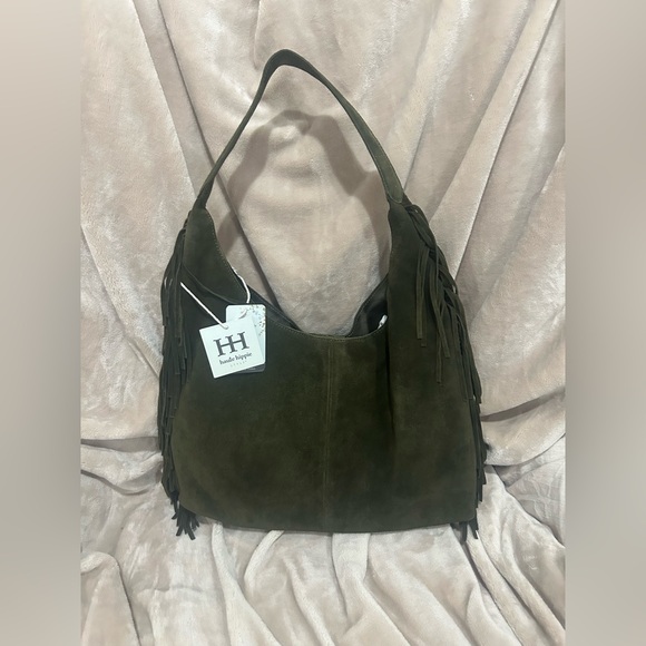 Haute Hippie Handbags - NWT Haute Hippie Tribe Olive Green Suede Fringe Boho Hobo Shoulder Bag